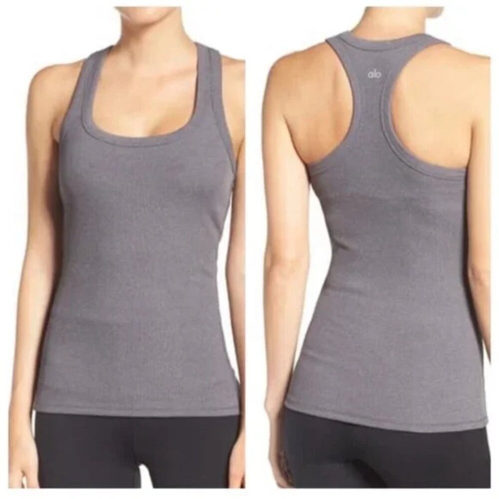 Alo Ribbed Tank Grey Large